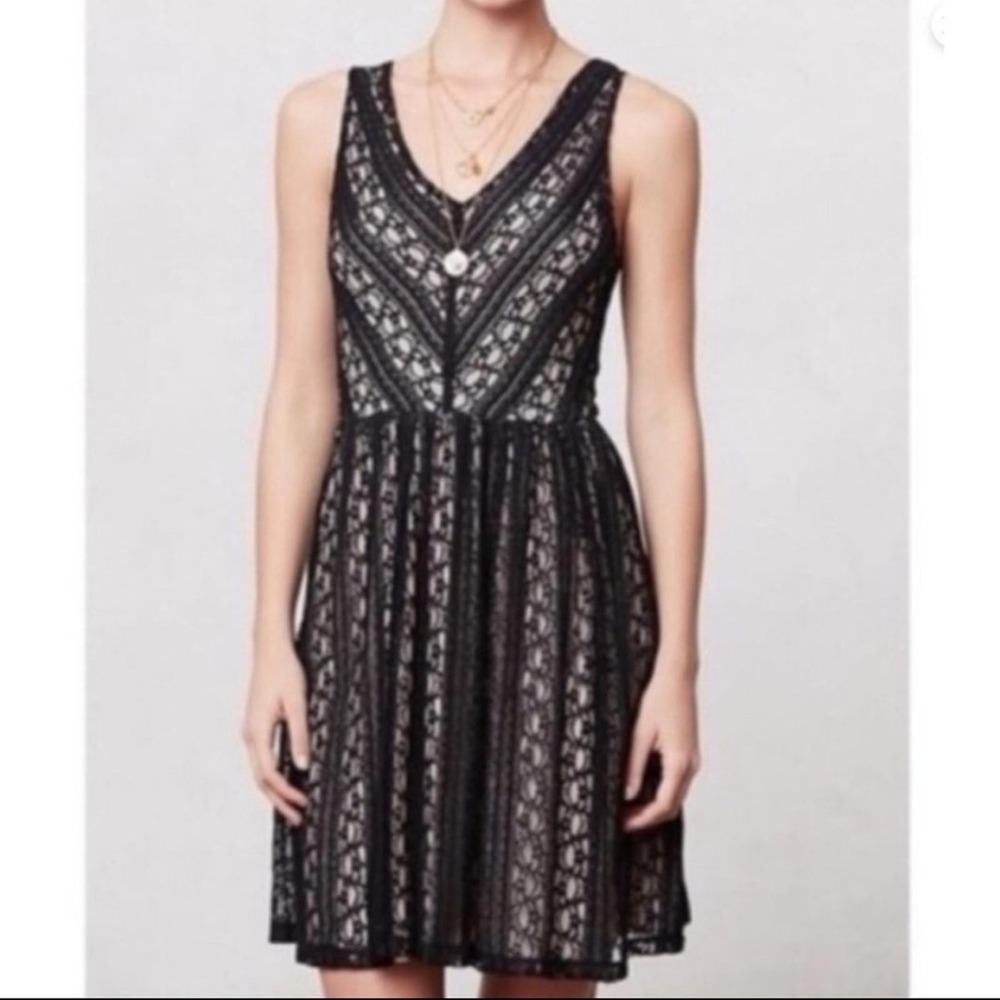 Anthropologie Moulinette Soeurs Size XS Black Lace Layover Party Dress W Pockets